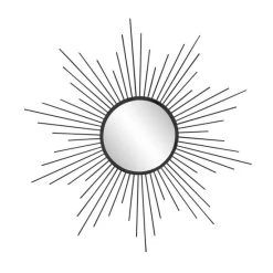 Neu ✨ Spiegelprofi Deko-Spiegel - Schwarz - Metall - Ø 60 Cm - Sonnen-Motiv ❤️