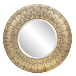 Bester Verkauf 🤩 Spiegelprofi Metallrahmenspiegel GLORY, Ca. Ø 74 Cm, Goldfarben, Mit Facette 🤩