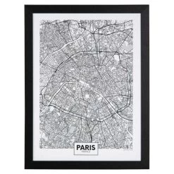 Rabatt ⭐ Spiegelprofi Wandbild - Schwarz - Weiß - 30 X 40 Cm - Stadtkarte Von Paris 💯