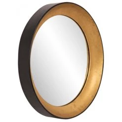 Bester Verkauf ❤️ Spiegelprofi Amira Rahmenspiegel Gold-schwarz Matt - Ø50cm ⌛