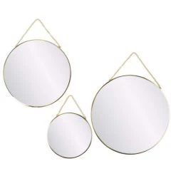 Budget 🔥 Spiegelprofi April Rahmenspiegel 3er Set Gold - Ø 35cm, Ø 30cm, Ø 20cm 🌟