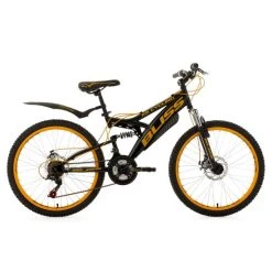 Am billigsten 🎉 Jugendfahrrad Mountainbike Fully 24" Bliss Schwarz-gelb RH 38 Cm KS Cycling 🛒